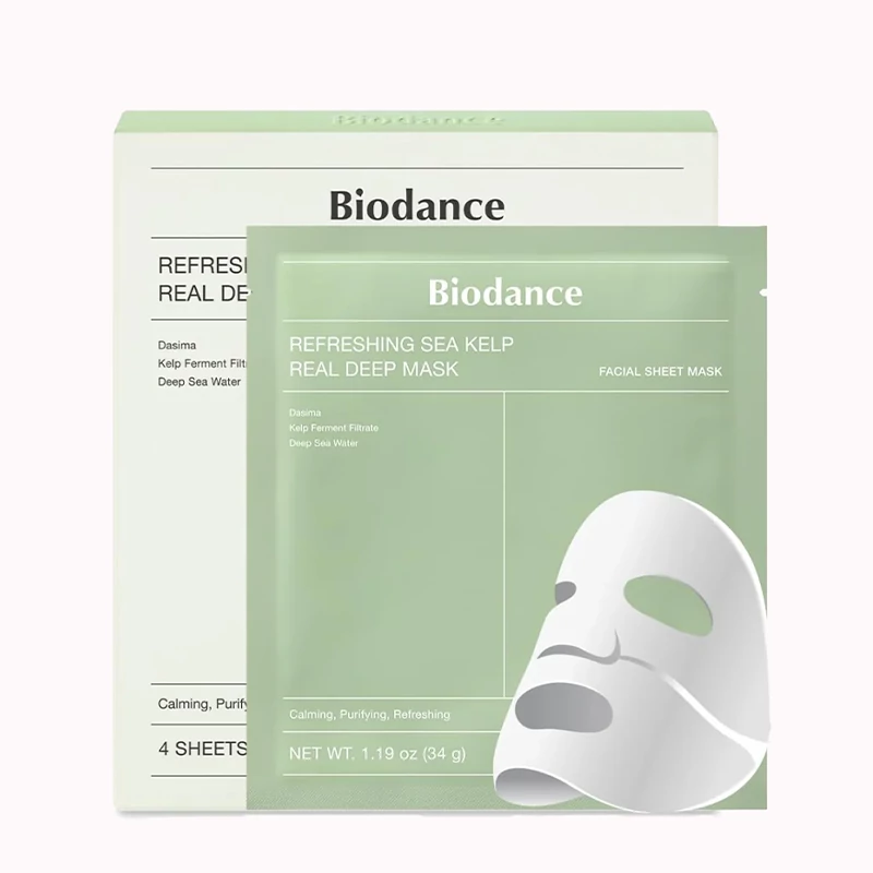 ماسک ورقه ای جلبک دریایی بایودنس Biodance شاداب کننده و ضدالتهاب پک 4 عددی
