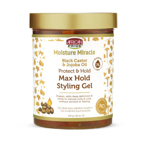 ژل حالتدهنده مو آفریکن پراید مدل Black Castor & Jojoba Oil Max Hold حجم 510 گرم