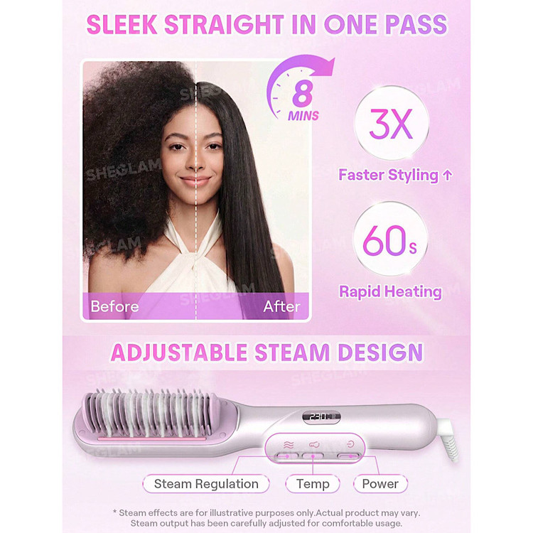برس بخار شیگلم مدل Hydra Shot Steam Straightening Brush Pro | صافکننده حرفهای مو با فناوری بخار نانو