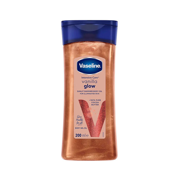 روغن بدن وازلین Vanilla Glow مدل Sunlit Shimmer حجم 200 میل | روغن ژلی شایندار