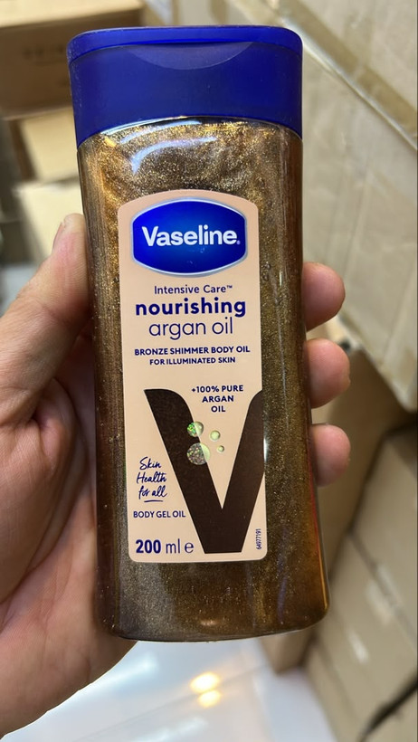 روغن ژله ای بدن وازلین آرگان مدل Nourishing Argan Oil حجم 200 میل | روغن شایندار بدن